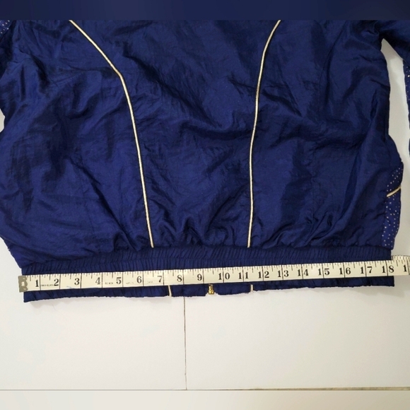 Vintage Cabin Creek Navy Blue and Gold Mock Neck Full Zip windbreaker jacket - Picture 11 of 12